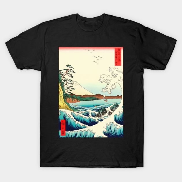Sea & Mount Fuji Japanese design T-Shirt by geekmethat